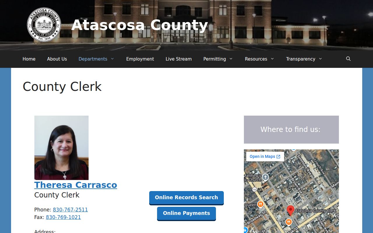 Atascosa County warrant records, County Clerk public index information