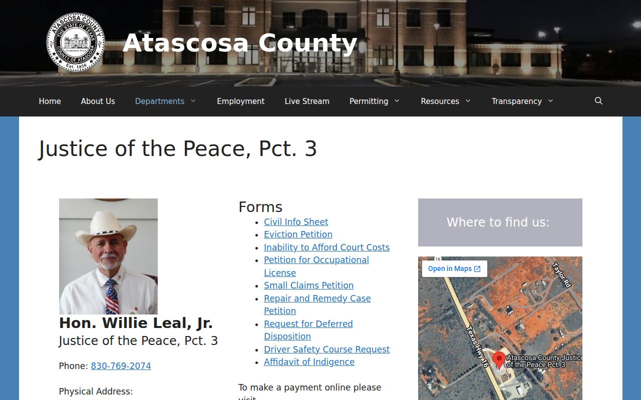 Atascosa County bench warrants, JP3 court forms
