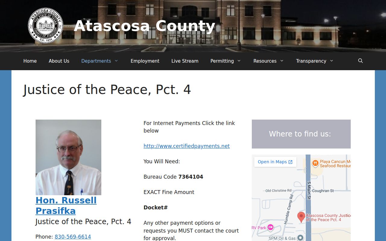 Atascosa County bench warrants, JP4 contact information
