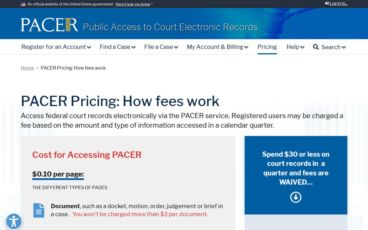 Atascosa County arrest warrant records, federal PACER access pricing